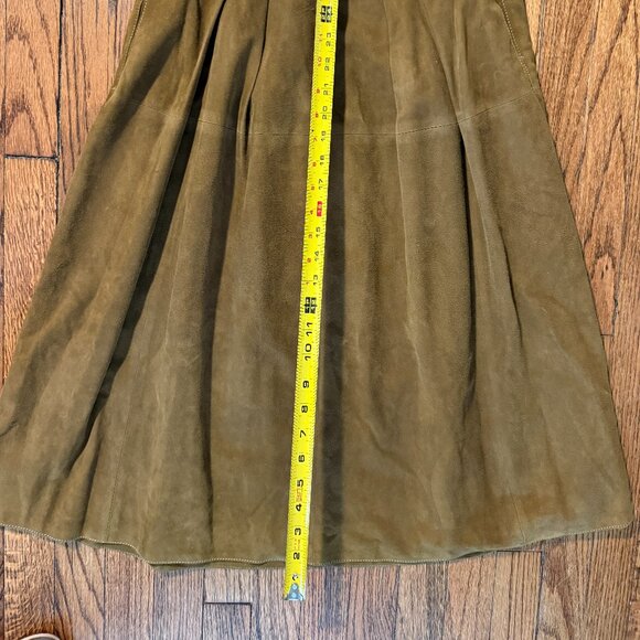 vintage suede dirndl aline snap cottagecore girlhoodcore brown skirt - Picture 4 of 6